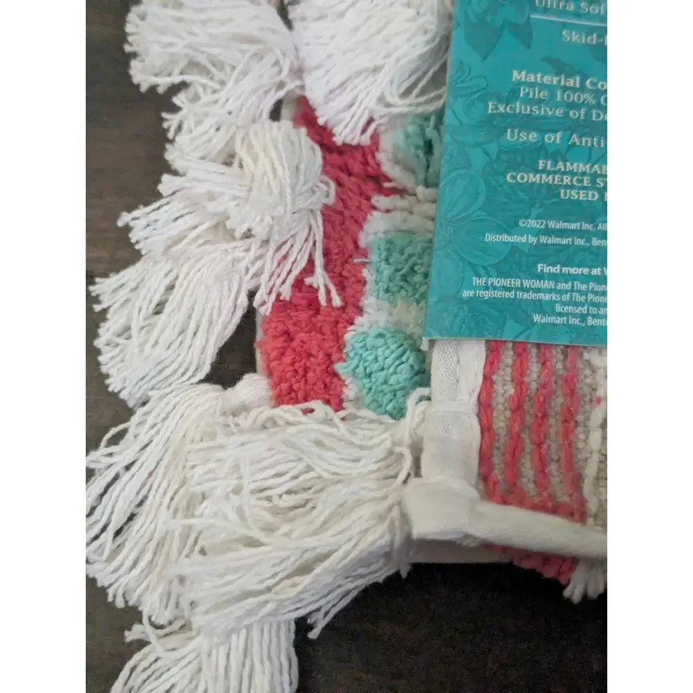 New The Pioneer Woman Mazie Medallion Bath Rug Tassel Flower Floral Multi Color